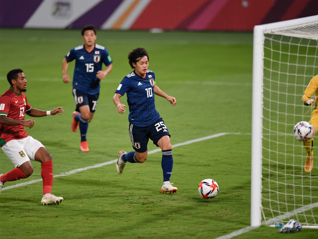 亚洲杯D组激战:日本力克印尼,伊拉克险胜越南 下半场比赛,日本队继续保持高压态势,在第